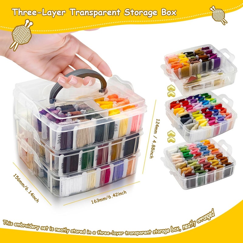 AILUHONG 187Pcs Embroidery Floss Polyester Cross-Stitch Thread Kit with Tailoring Tools 150 Colors Friendship Bracelets Floss for Embroideries Sewing Handicraft DIY Project - Image 2